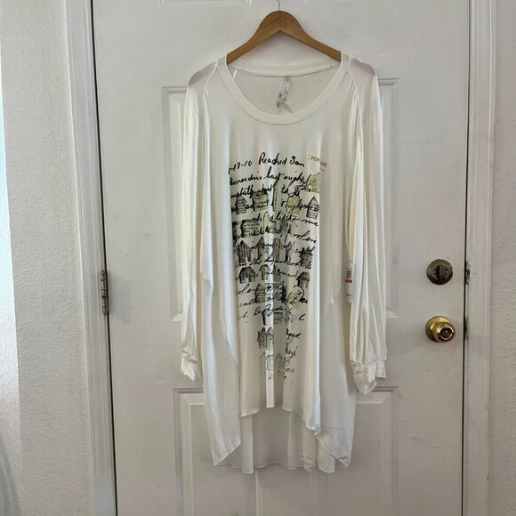 Melissa McCarthy Seven7 Tops - Melissa McCarthy Seven7 White Plus-Size Oversized Long Sleeve Tunic Sz 3x
